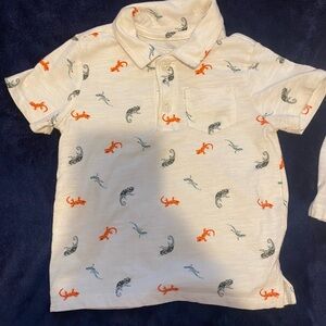 Kids' Beige Lizard Print Polo Shirt